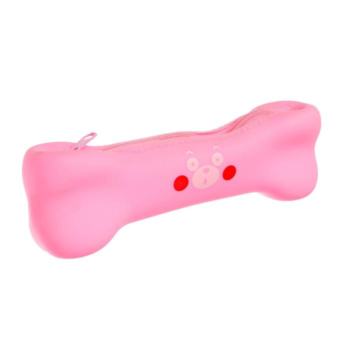 Пенал школьный Calligrata «Кость» на молнии, силиконовый, розовый - Фото 1