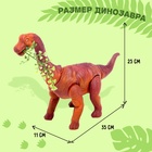 Динозавр «Брахиозавр травоядный», работает от батареек, откладывает яйца, с проектором, цвет коричневый - фото 3861410