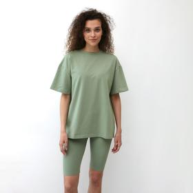 Футболка женская MINAKU OVERSIZE FIT: цвет оливковый, р-р 42