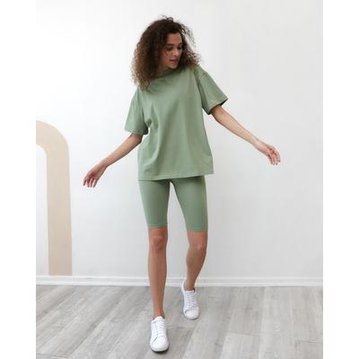 Футболка женская MINAKU OVERSIZE FIT: цвет оливковый, р-р 42