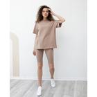 Футболка женская MINAKU OVERSIZE FIT: цвет коричневый, р-р 52 - Фото 4