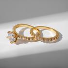 Кольцо "Сокровище" аккуратный кристаллик, цвет белый в золоте, размер 19 - фото 25617538