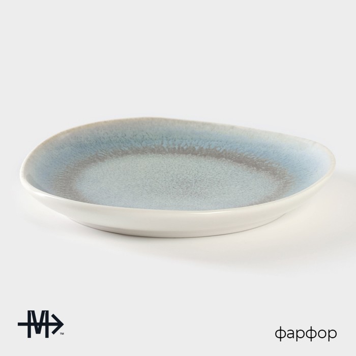Тарелка фарфоровая десертная Magistro Ocean, d=17 см, цвет голубой - фото 1908715071