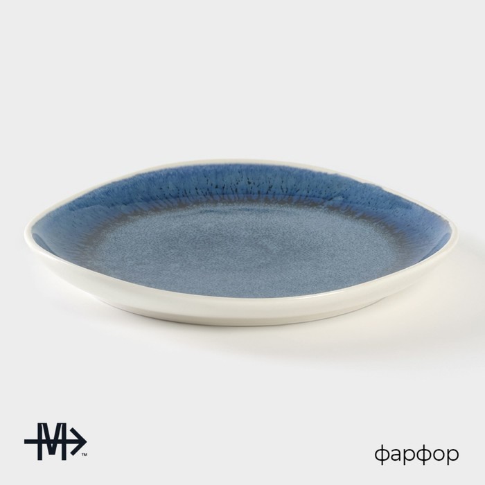 Тарелка фарфоровая десертная Magistro Ocean, d=17 см, цвет синий - фото 1908715083