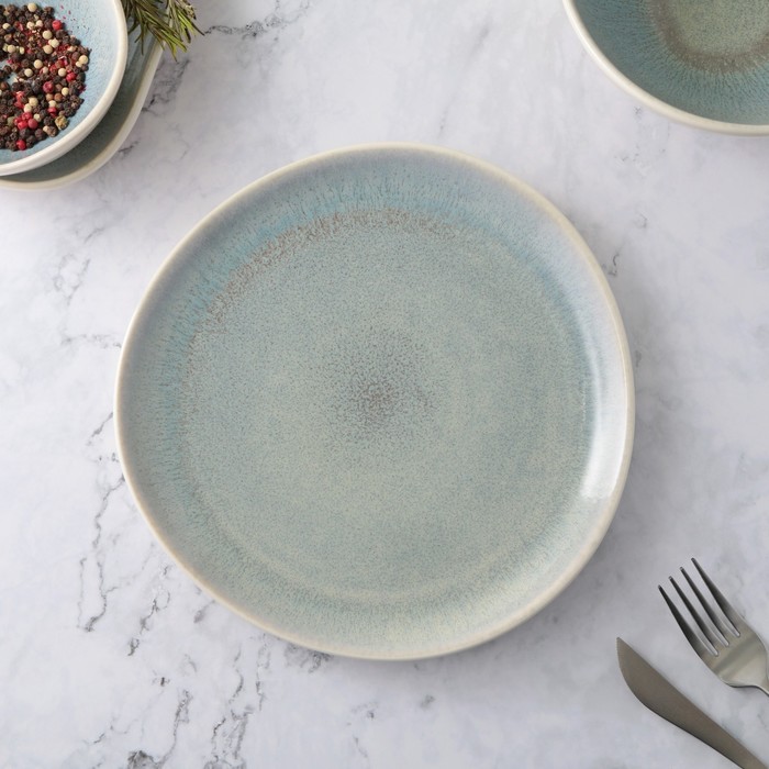 Тарелка фарфоровая обеденная Magistro Ocean, d=23 см, цвет голубой - Фото 1