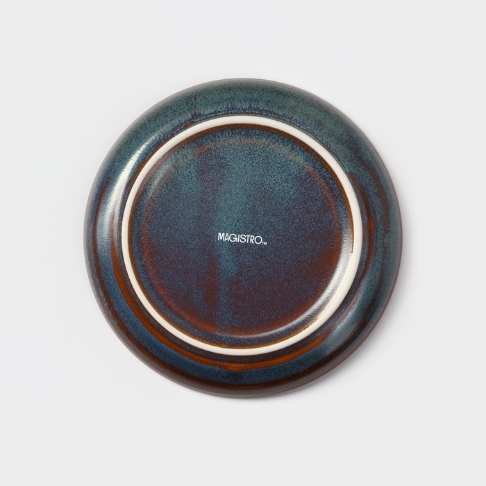 Тарелка фарфоровая десертная Magistro Garland, d=17 см, цвет синий - фото 1889607730