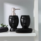 Набор аксессуаров для ванной комнаты SAVANNA «Вуду», 3 предмета (мыльница, дозатор для мыла, стакан), цвет чёрный - фото 11490211