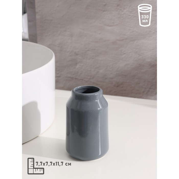 Набор аксессуаров для ванной комнаты SAVANNA «Глянец», 3 предмета (мыльница, дозатор для мыла 350 мл, стакан), цвет серый - фото 1905806909