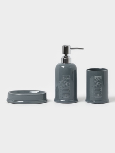 Аксессуары для ванной SAVANNA «Бэкки», 3 предмета, мыльница, дозатор для мыла 400 мл, стакан, серо-голубые