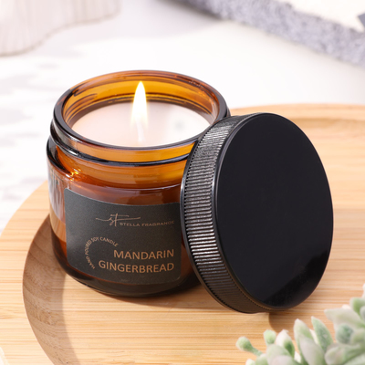 Ароматическая свеча в банке Mandarin gingerbread, соевый воск, 50 г, мандарин, пряник