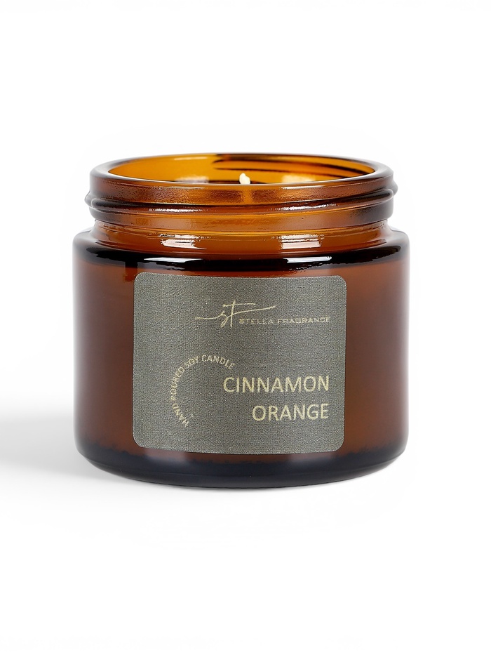 Ароматическая свеча в банке Cinnamon orange, соевый воск, 50 г, апельсин и корица - Фото 1