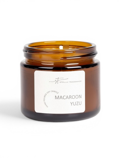 Ароматическая свеча в банке Macaroon yuzu, соевый воск, 50 г, печенье и юзу