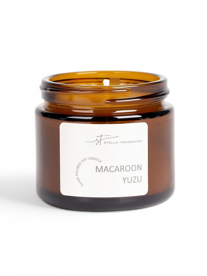 Ароматическая свеча в банке Macaroon yuzu, соевый воск, 50 г, печенье и юзу - Фото 1