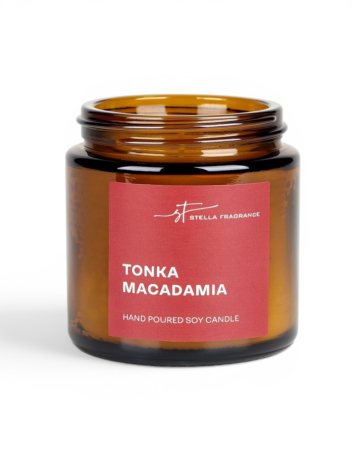 Ароматическая свеча в банке Tonka macadamia, соевый воск, 90 г, тонка и макадамия - Фото 1