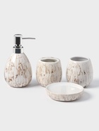 Аксессуары для ванной Pearl, 4 предмета, мыльница, дозатор для мыла 360 мл, 2 стакана, белые - Фото 1