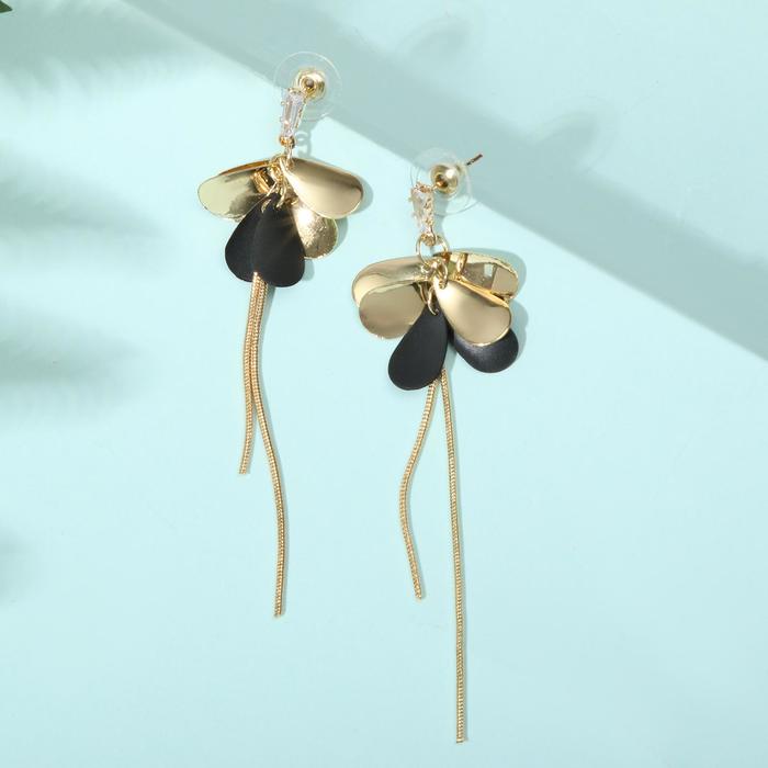 Серьги «Модерн» волшебство, цвет чёрный в золоте