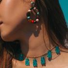 Серьги из дерева «Бусины» хиппи, цветные в серебре - Фото 2