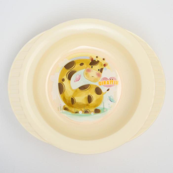 Тарелка детская на присоске Giraffix, цвет МИКС - Фото 1