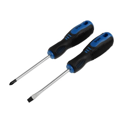 Набор отверток ТУНДРА, CrV, хром, магнит, 2К рукоятки, PH2/SL6×100 мм, 2 шт.
