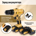 Шуруповерт ТУНДРА, патрон БЗ до 10 мм, LED, 2 х Li-ion 1.3 Ah=20V, 350/1250 об/мин, 28 Н*м - Фото 4