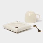 Чайная пара «Зефирка», 3 предмета: чашка 250 мл, блюдце d=13.7 см, ложка, керамика, бежевая - Фото 13