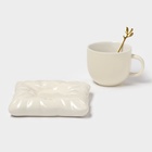 Чайная пара «Зефирка», 3 предмета: чашка 250 мл, блюдце d=13.7 см, ложка, керамика, бежевая - Фото 5