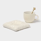 Чайная пара «Зефирка», 3 предмета: чашка 250 мл, блюдце d=13.7 см, ложка, керамика, бежевая - Фото 7