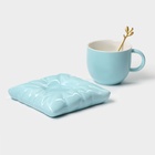 Чайная пара «Зефирка», 3 предмета: чашка 250 мл, блюдце d=13.7 см, ложка, керамика, голубая - Фото 3