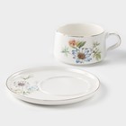 Чайная пара керамическая «Вернисаж», 2 предмета: чашка 280 мл, блюдце, цвет белый - фото 24748998