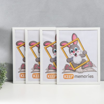 Набор фоторамок для фото 30×40 см OfficeSpace, 4 шт., МДФ, белый, (пластиковый экран)