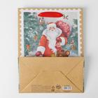 Пакет крафтовый вертикальный «Дедушка мороз и зверята», MS 18 × 23 × 10 см - Фото 5
