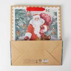 Пакет крафтовый вертикальный «Дедушка мороз и зверята», ML 23 × 27 × 11.5 см - Фото 5