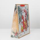 Пакет крафтовый вертикальный «Дедушка мороз и зверята», L 31 × 40 × 11.5 см - Фото 3