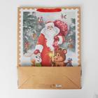 Пакет крафтовый вертикальный «Дедушка мороз и зверята», L 31 × 40 × 11.5 см - Фото 5