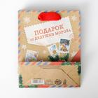 Пакет подарочный новогодний крафтовый вертикальный «Подарок от Деда мороза», S 12 х 15 х 5.5 см - Фото 5