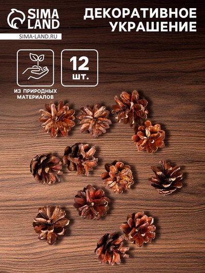 Новогодний декор «Набор натуральных шишек», 12 шт.