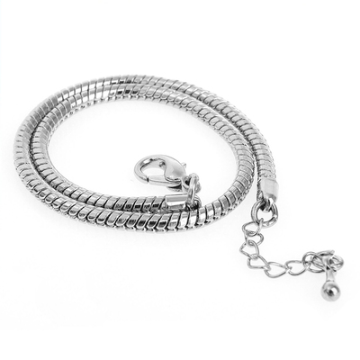 Браслет для шармов «Карабин», основа, цвет серебро, 23 см