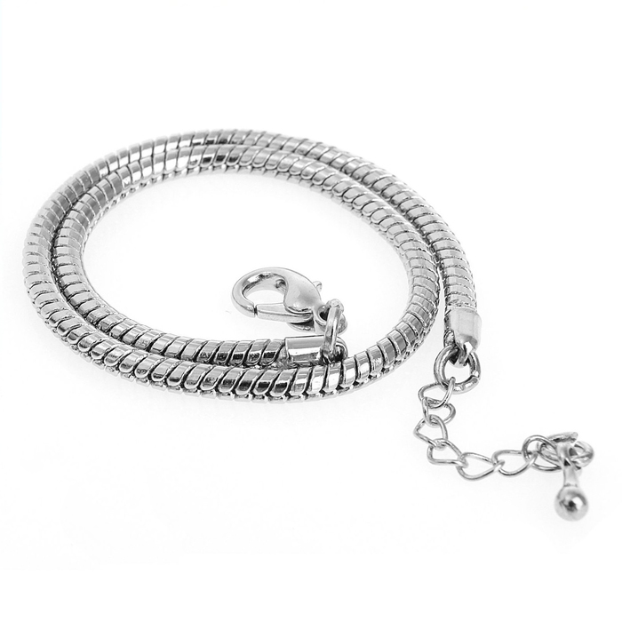 Браслет для шармов «Карабин», основа, цвет серебро, 23 см