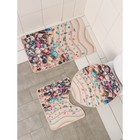 Набор ковриков для ванной и туалета Доляна «Ракушки», 3 шт: 50×80, 50×40, 40×43 см - Фото 1