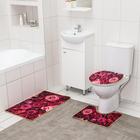Набор ковриков для ванной и туалета Доляна «Розы», 3 шт: 50×80, 50×40, 40×43 см - фото 9294197