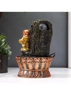 Фонтан настольный с подсветкой «Хотей со слитком у грота», от сети, 22.5×15×15 см 6033127