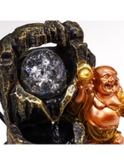 Фонтан настольный с подсветкой «Хотей со слитком у грота», от сети, 22.5×15×15 см 6033127