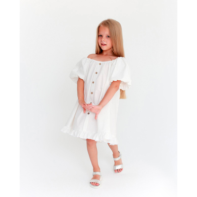 Платье для девочки KAFTAN: Cute, белое, размер 32 (110-116 см)