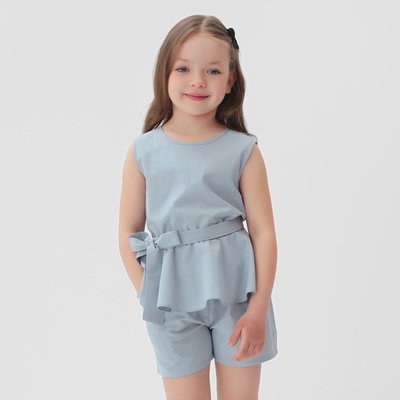 Комплект для девочки (майка и шорты) KAFTAN, размер 34 (122-128 см), голубой
