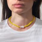 Колье «Бисер с жемчугом» тренд, цвет жёлто-белый, 34см - Фото 3