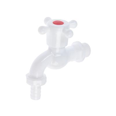 Кран водоразборный со штуцером ZEIN Z2190, с крестовой ручкой, PP, с шаровым механизмом, белый