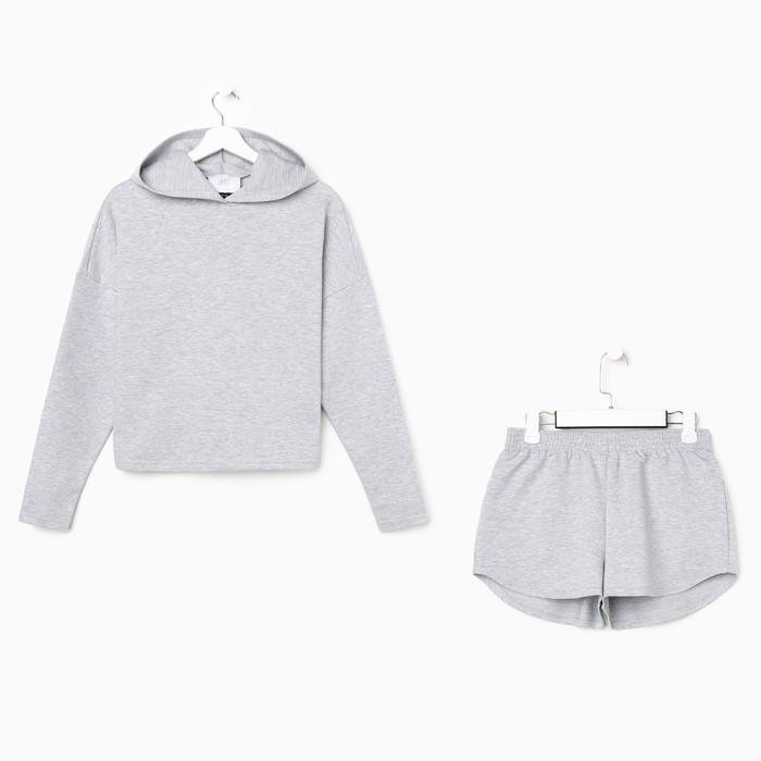 Костюм женский (толстовка, шорты) MIST, размер 48-50, серый