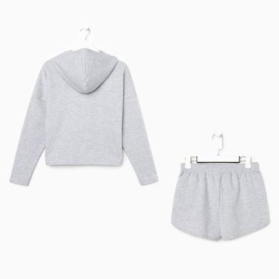Костюм женский (толстовка, шорты) MIST, размер 40-42, серый