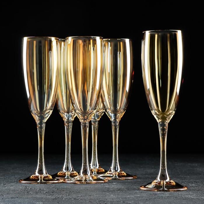 Набор бокалов «Медовый», 170 мл, 6 шт., цвет золотой - Фото 1