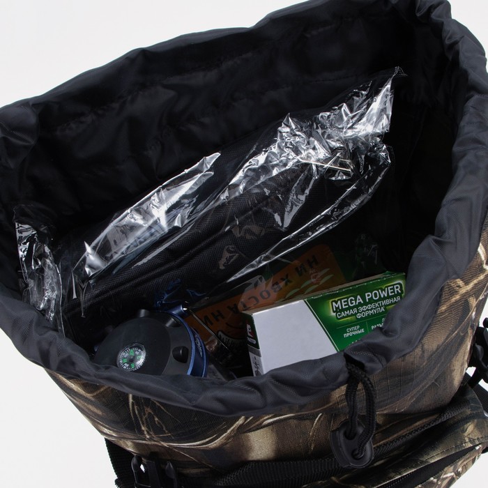 Рюкзак туристический, 40 л, отдел на стяжке шнурком, 3 наружных кармана, с расширением, цвет камыш - фото 1911580713